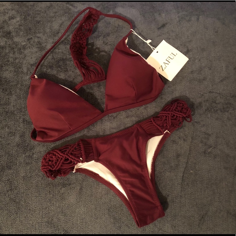 Maroon crochet bikini